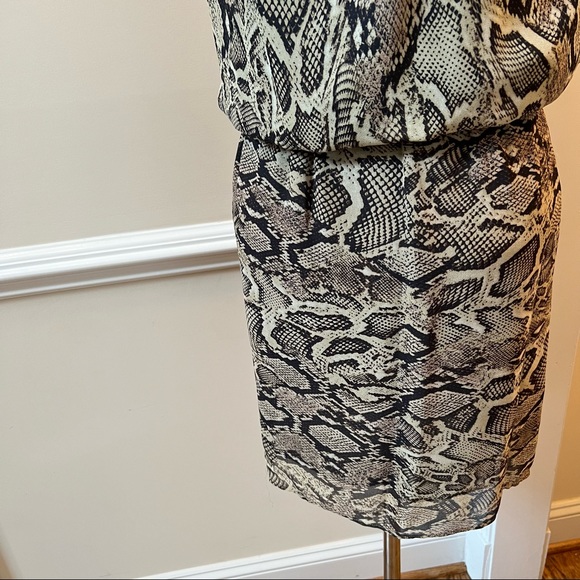 NWT - MNG - Reptile pattern "Sheer" Lined Sleeveless Dress for Day to Evening - Picture 3 of 14